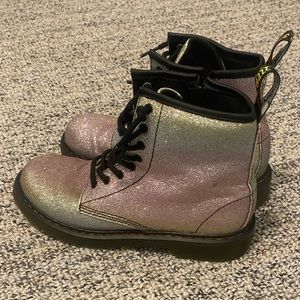 Dr. Martens Youth Rainbow Glitter Sparkle Boots Size 4 Zipper & Lace up Closure